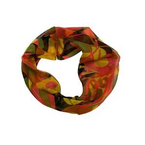 Baar and Beards Inc Sixties Floral Chiffon Scarf Tubular Hand-Rolled Japan VTG